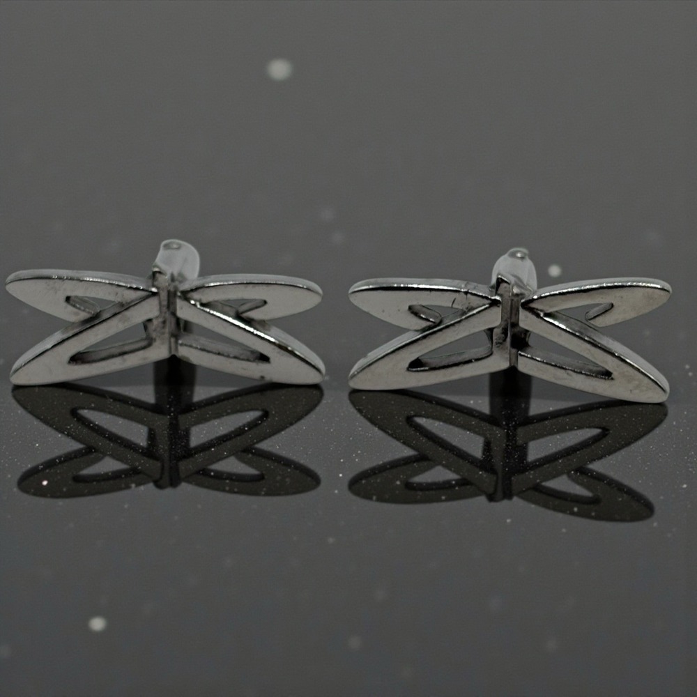 Abstract Orbit Cufflinks Silver Tone Outer Space Open Work Bullet Back Cosmic